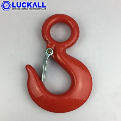 Alloy Steel 320 US Type Drop Forged Eye Type Hoist Hook With Latch With Ce Certificate